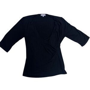 GUC Michael Stars Women's Black Faux Wrap Sweater 3/4 Sleeve XL